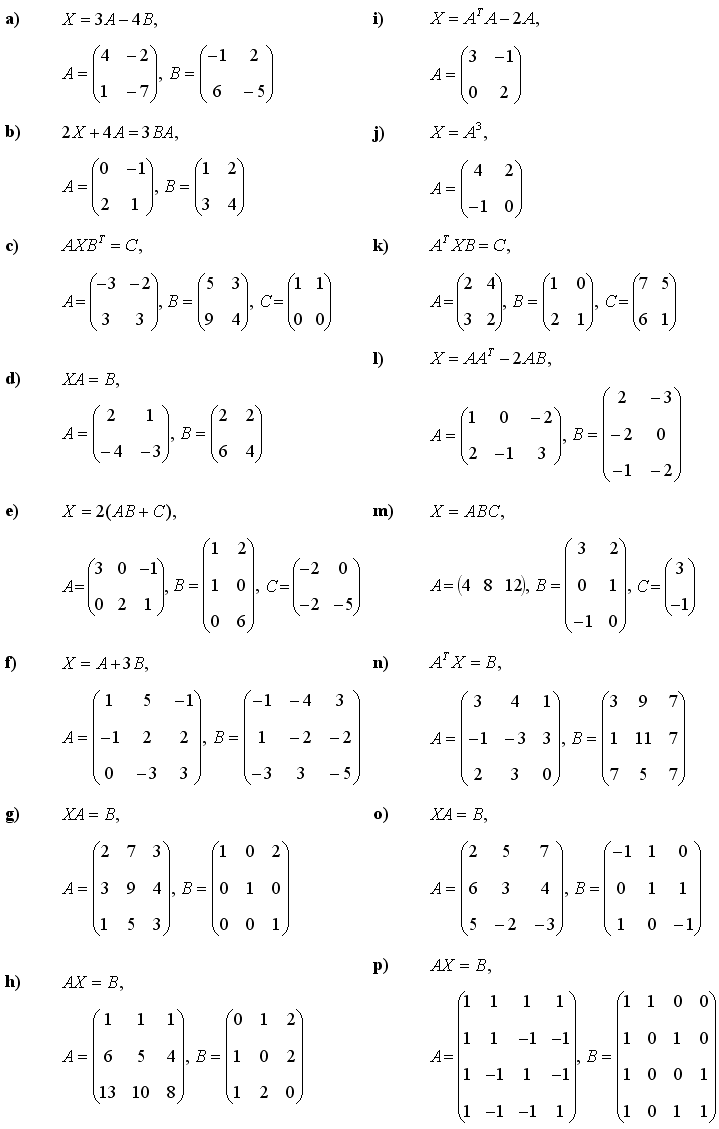 Matrix equations - Exercise 1